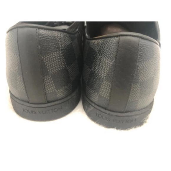 Authentic Louis Vuitton Black Leather Sneakers sz 8 worn once like new - Picture 6 of 12